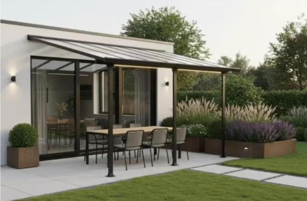 Pergola aluminium 4 x 3 antraciet grijs, Ophalen, Gebruikt