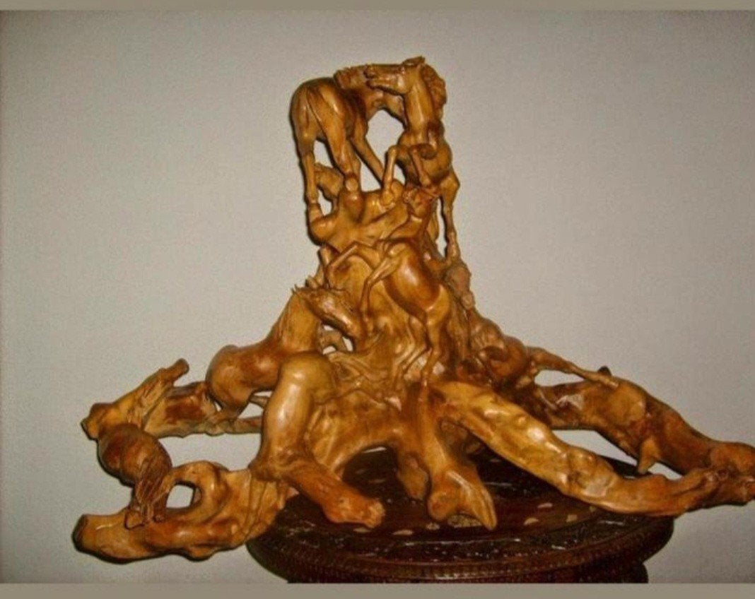 Uniek Paarden Wortelblok Sculptuur, Dieren en Toebehoren