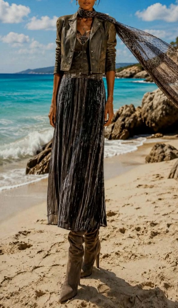 Veste en cuir cool avec une jupe cool de style western, Taille 38/40 (M), Enlèvement ou Envoi, Autres types, Multicolore