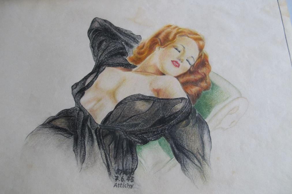 vintage pin up tekeningen Duitse krijgsgevangene 1945, Ophalen, Overige typen