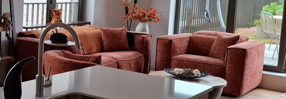 Salon met electrische relaxen, Ophalen, Zo goed als nieuw, Stof