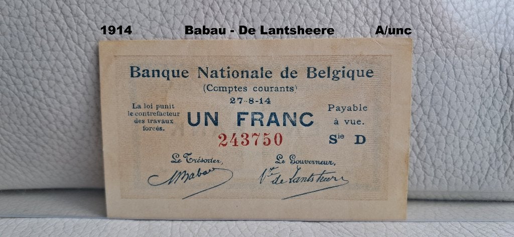 1 franc - Comptes courants - A/Unc - 1914, Timbres & Monnaies, Envoi, Billets en vrac