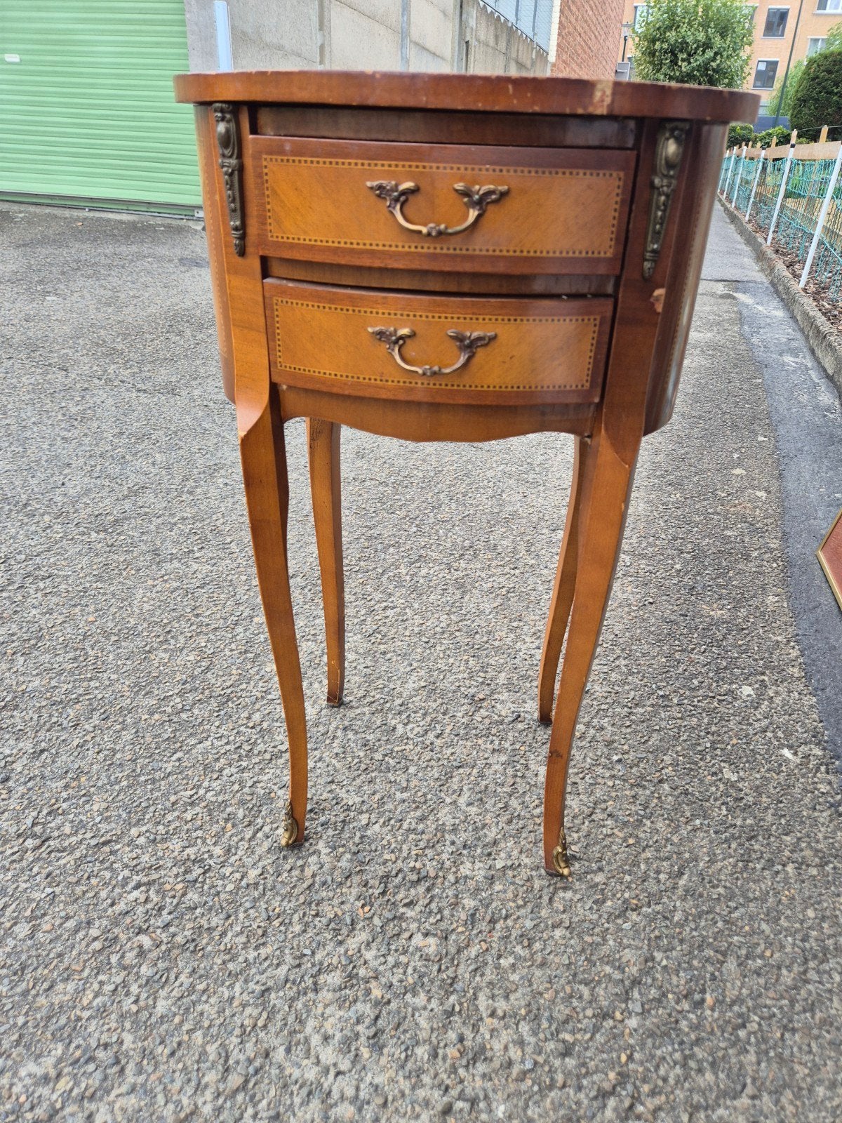 Kleine ovale houten tafel, Ophalen, Minder dan 50 cm, Gebruikt, 1 of 2 laden