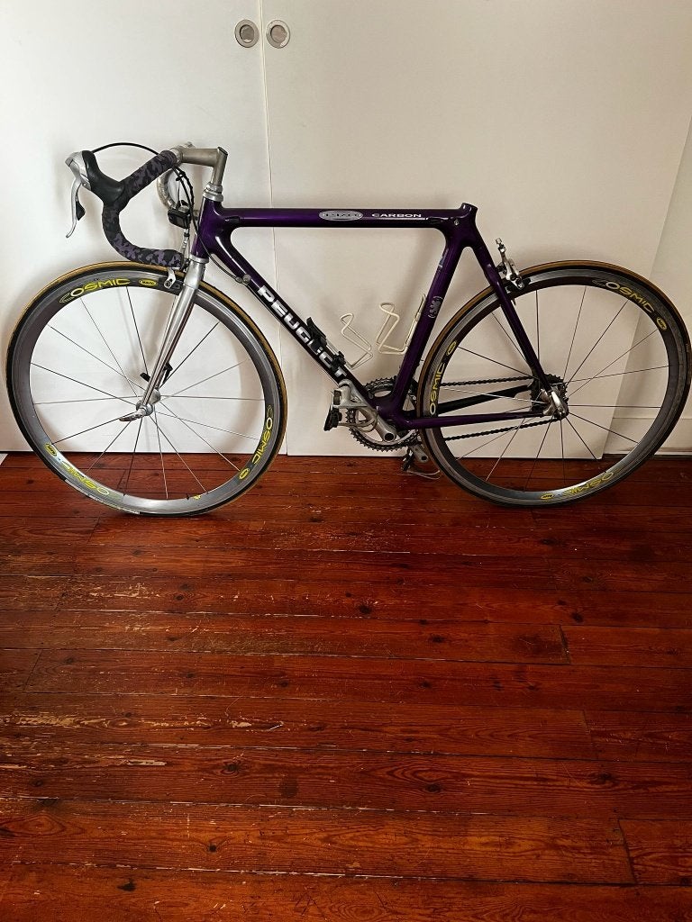 Peugeot Pro Carbon – vintage koersfiets (paars), Ophalen, Gebruikt, Carbon, Overige merken