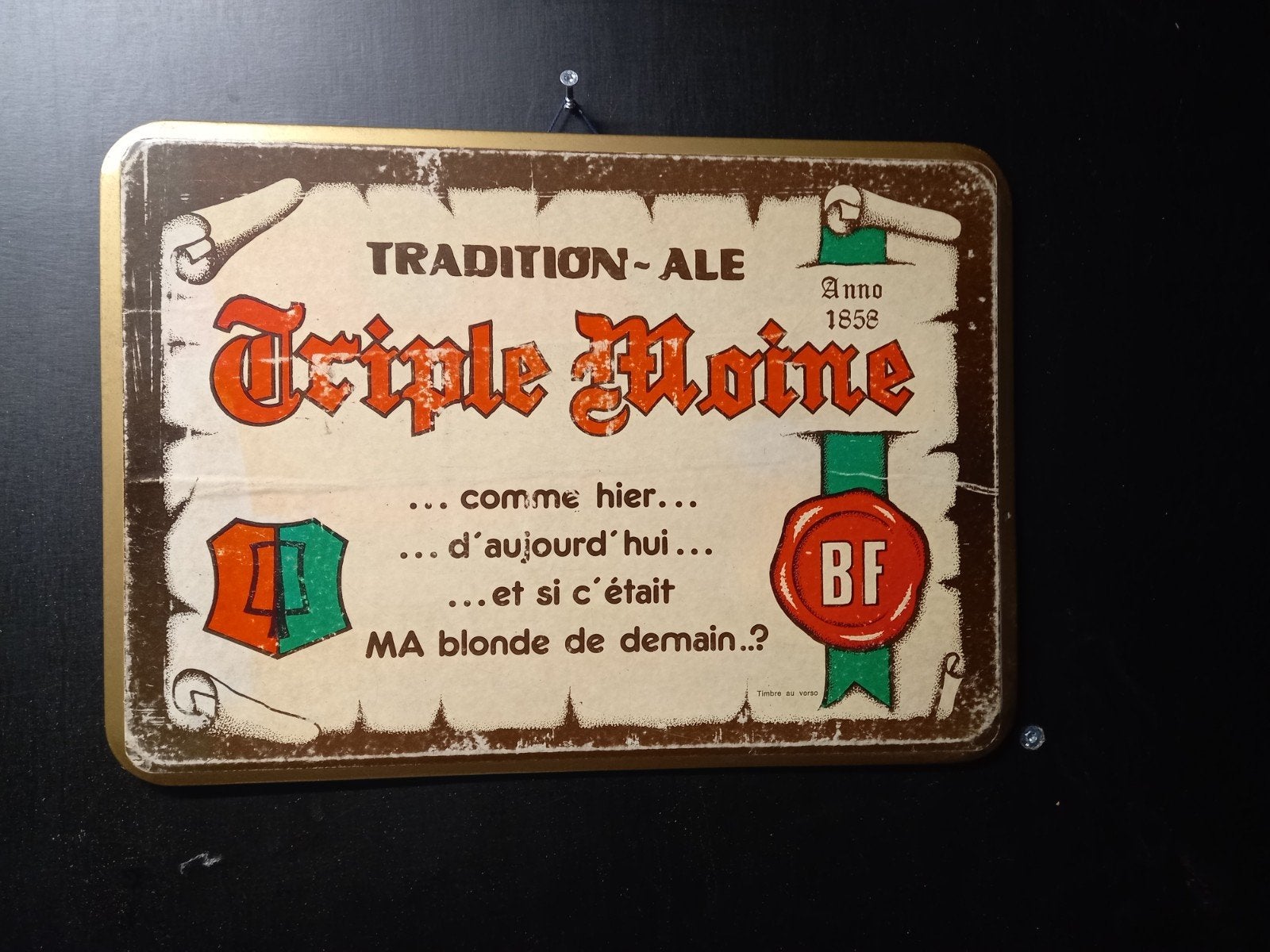 TRIPLE MOINE — vers 1983, Enlèvement, Panneau publicitaire
