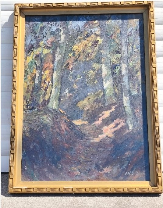 Huile sur panneau sous bois signe auguste donnay, Enlèvement ou Envoi, Panneau