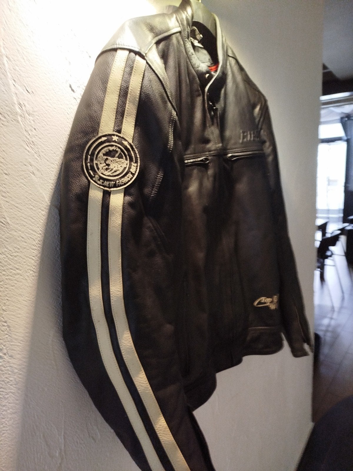 blouson moto, Kleding | Heren, Jassen | Winter, Ophalen, Zwart, Overige maten, Zo goed als nieuw