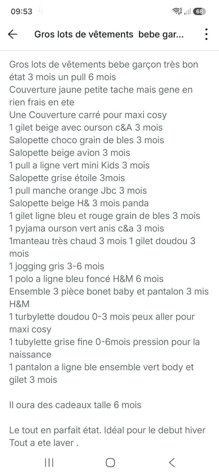 lots de vêtements  garçons 3 mois, Envoi, Utilisé, Taille 62
