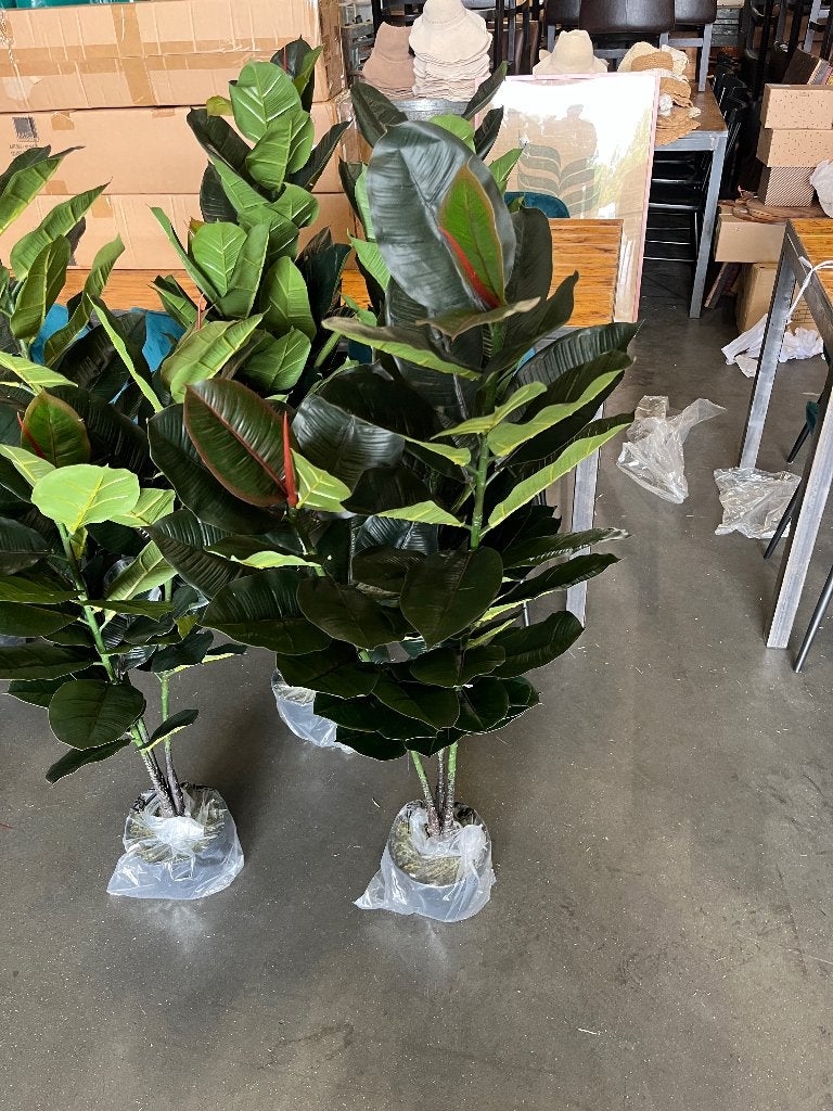 9 x Kunstplant Ficus ElasticaNieuw in Verpakking 130 cm hoog, Ophalen, Groen, Kunstplant, Nieuw