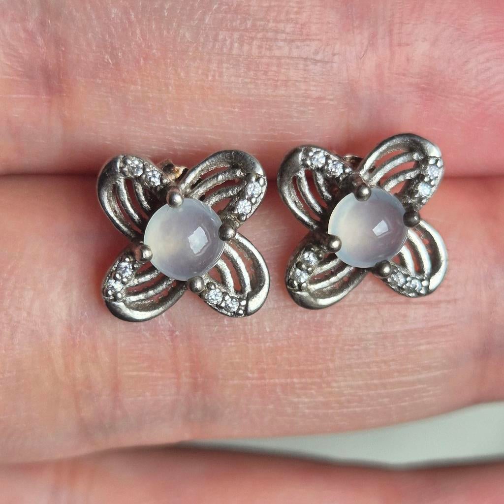 Natuurlijke type A jadeiet jade oorbellen van S925 zilver, Overige kleuren, Verzenden, Zo goed als nieuw, Met edelsteen