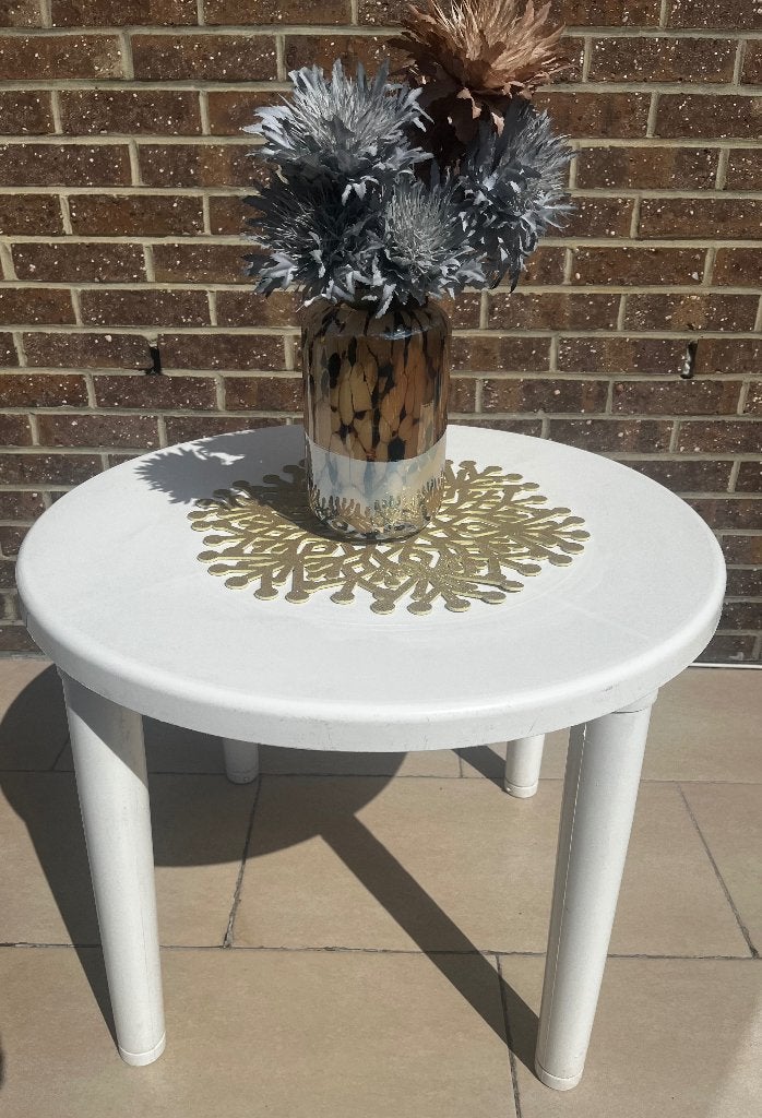 Petite table ronde en PVC, Caravanes & Camping, Enlèvement, Utilisé