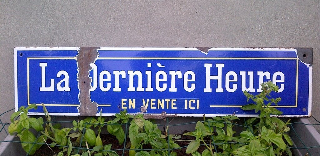 Oud geëmailleerd bord, Ophalen, Gebruikt, Reclamebord