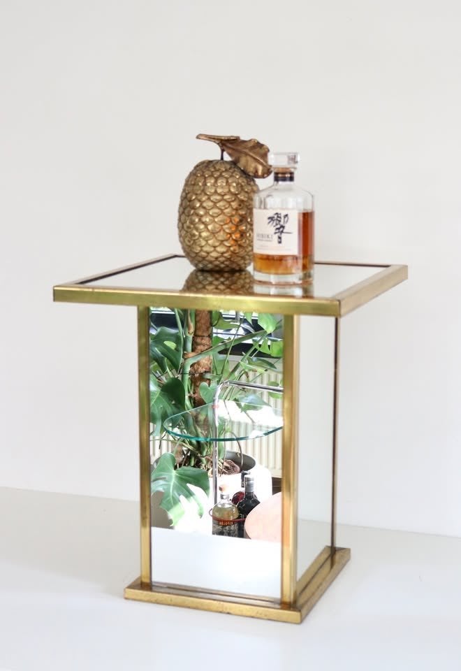 Hollywood Regency pedestal - Vintage bijzettafel, Ophalen, Gebruikt
