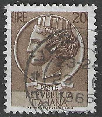 Italie 1953/1954 - Yvert 651 - Munt van Syracus - 20 l. (ST), Verzenden, Gestempeld
