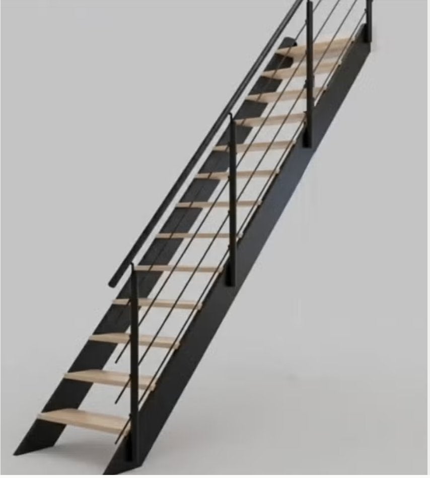 Houten trap in kit recht zwart, Doe-het-zelf en Bouw, Ophalen, Gebruikt, Trap