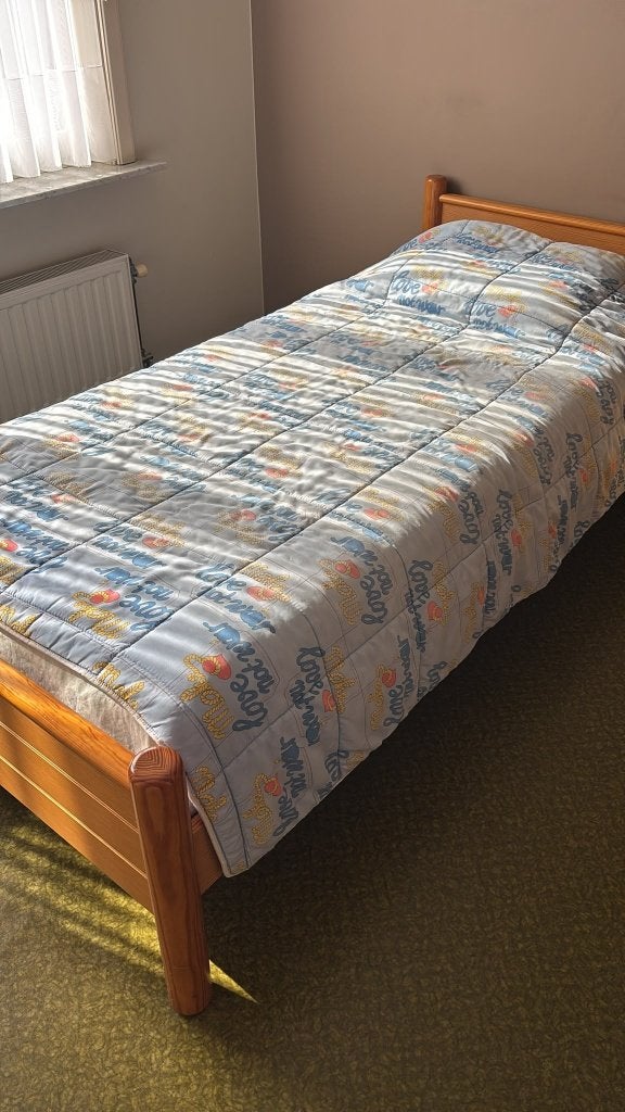 1-persoonsbed in massief grenenhout, Ophalen, Eenpersoons, Bruin, Grenenhout