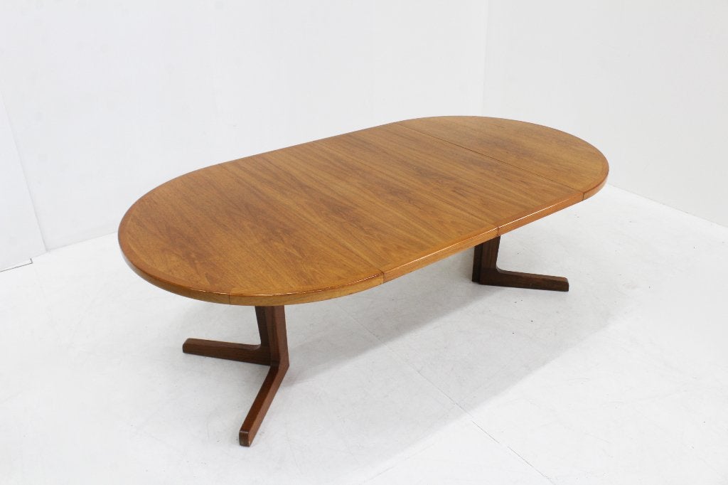 Vintage Deense ronde uitschuifbare eettafel tafel, Huis en Inrichting, 100 tot 150 cm, Ophalen of Verzenden, Zo goed als nieuw