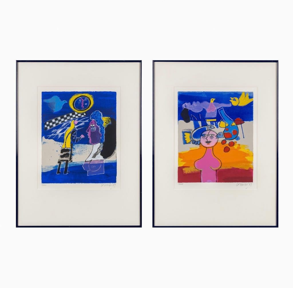 Corneille (1922-2010), « Six rêves, peinture I et II »., Antiquités & Art, Art | Lithographies & Sérigraphies, Enlèvement ou Envoi