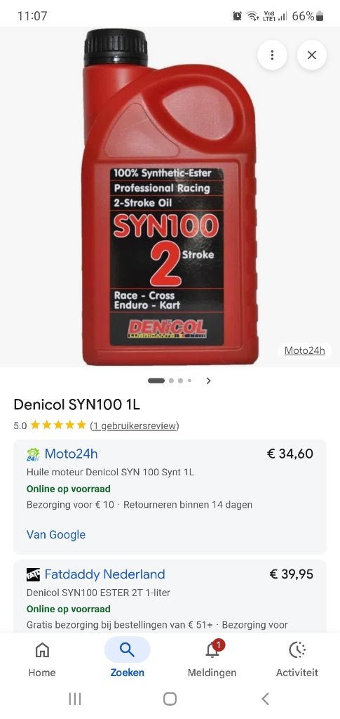 Denicol syn100 2t olie, Fietsen en Brommers, Brommeronderdelen | Algemeen, Ophalen, Nieuw, Overige typen, Honda Camino