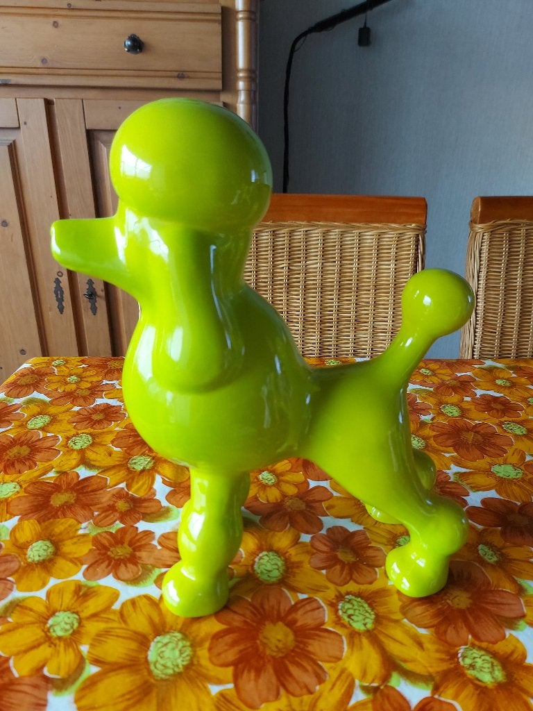 Fluor groen beeld poedel, Ophalen of Verzenden