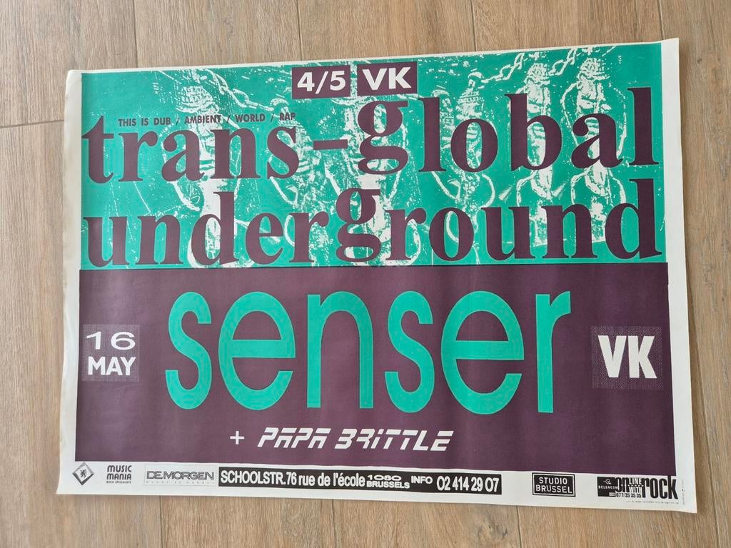 Affiche du concert Trans-Global Underground Sensor Uk, Enlèvement ou Envoi, Comme neuf, Musique