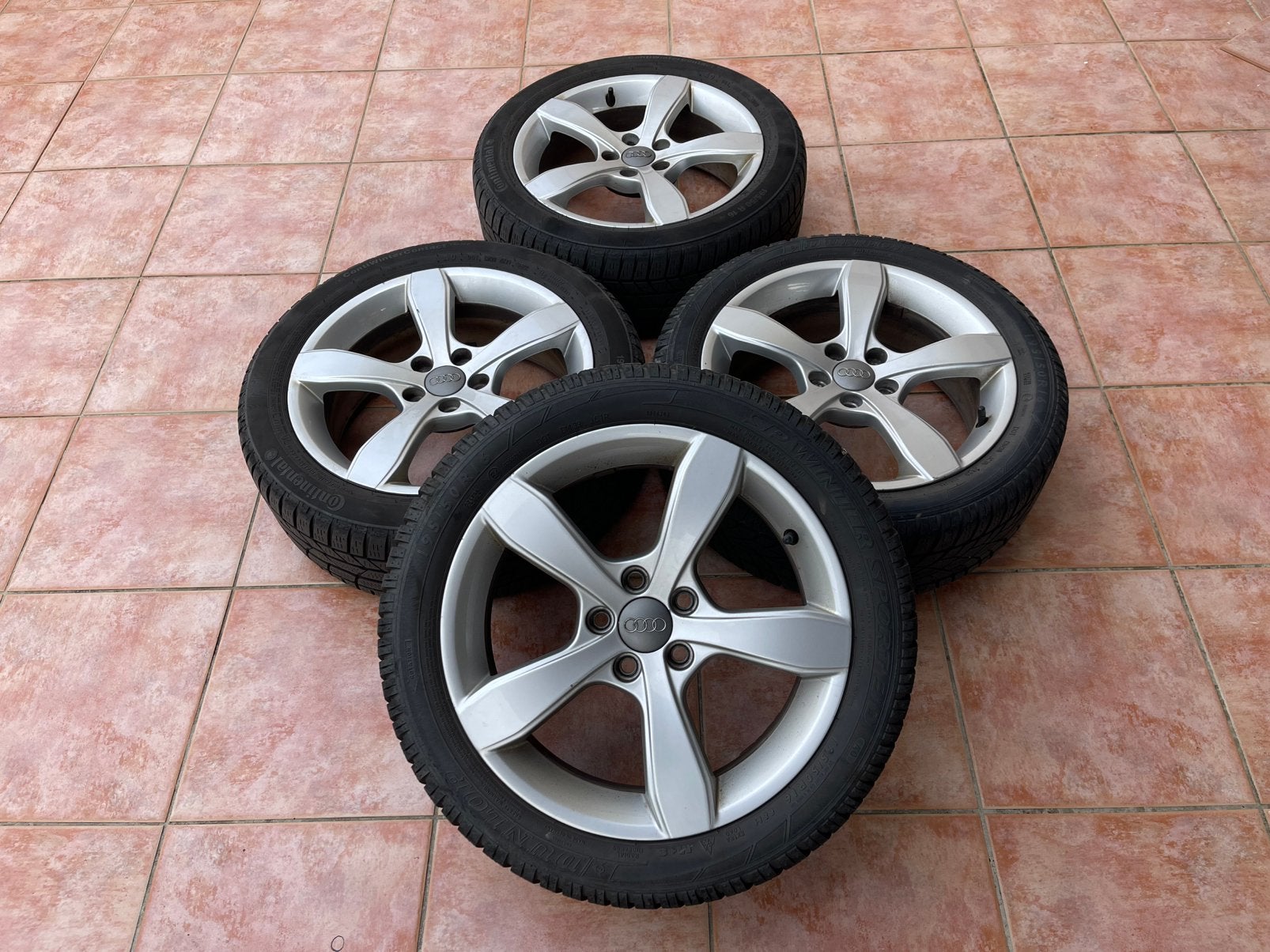 4 jantes alu + 4 pneus hiver 16 pouces, Enlèvement, Utilisé