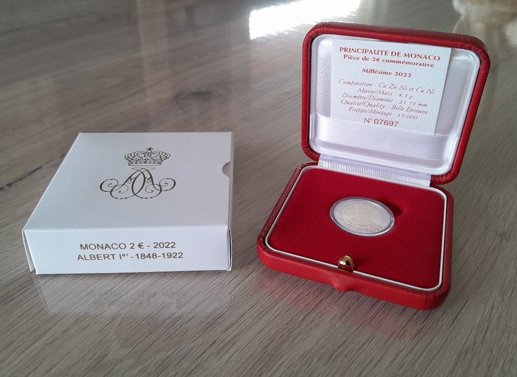 2 euro Monaco 2022 Prins Albert I Proof, Timbres & Monnaies, Enlèvement ou Envoi, Monaco, 2 euros, Monnaie en vrac