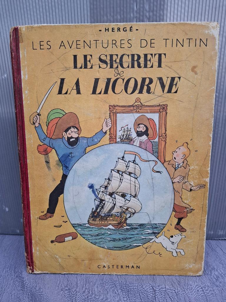 KUIFJE HET GEHEIM VAN DE EENHOORN DR 1947 B1 HERGE CASTERMAN, Boeken, Eén stripboek, Hergé, Ophalen, Gelezen