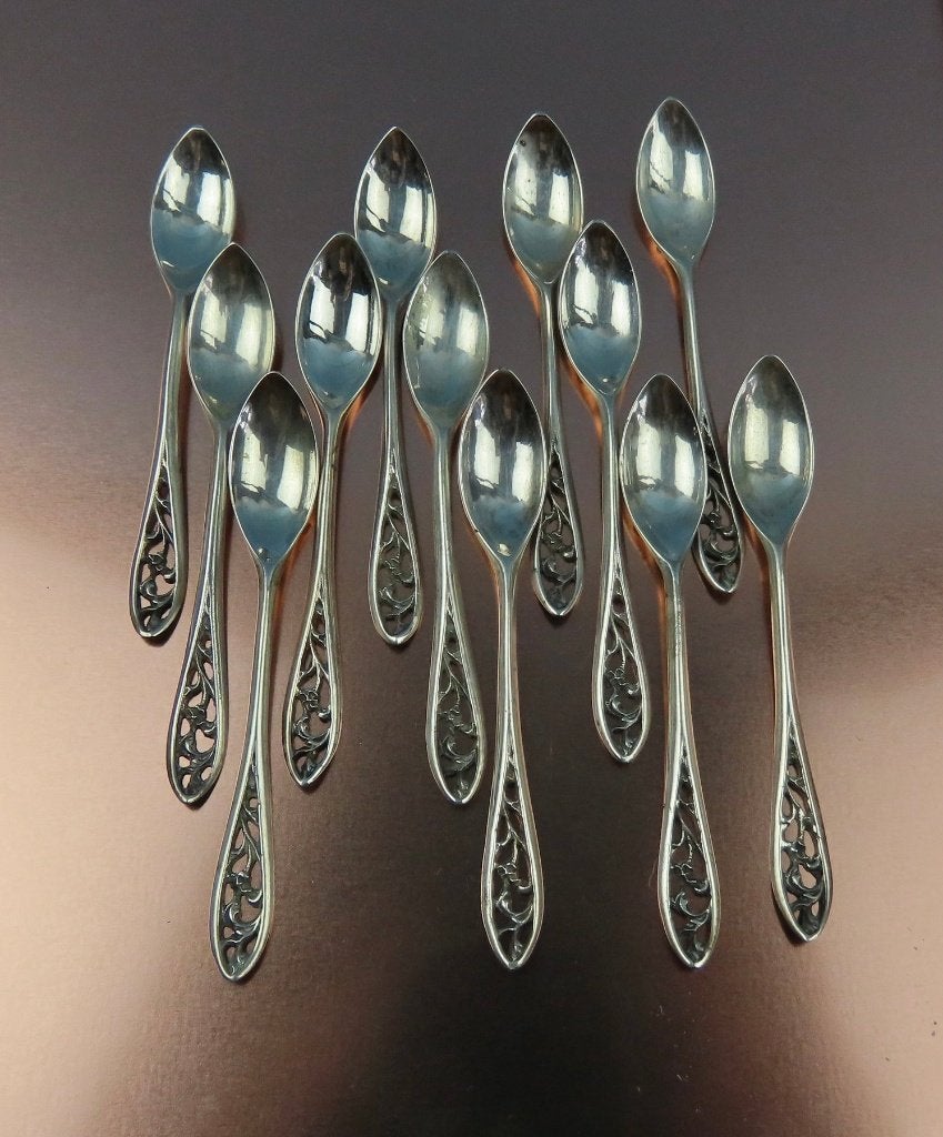 Ensemble de 12 cuillères à expresso en argent antique, Enlèvement ou Envoi