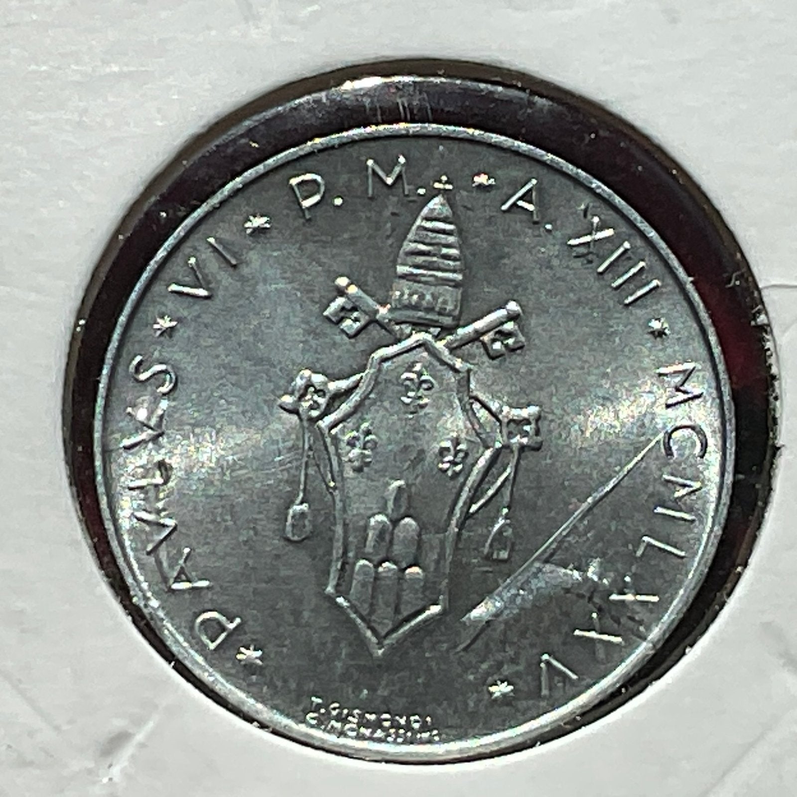 Cité du Vatican - magnifique 5 lires avec pélican - 1975, Envoi, Italie, Monnaie en vrac