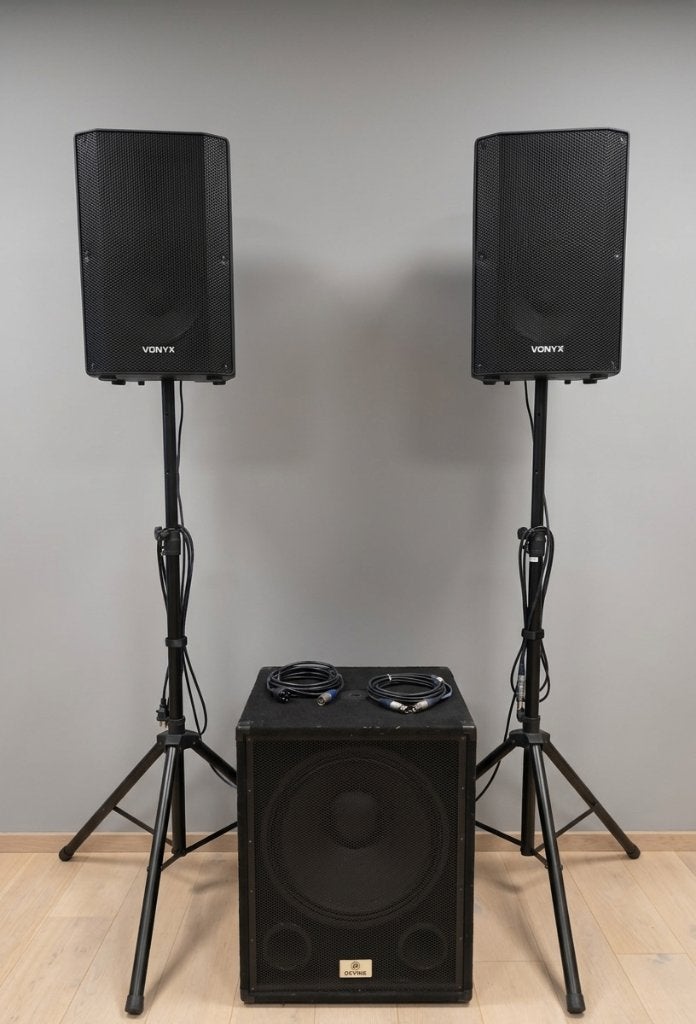 Geluidsinstallatie + subwoofer huren voor feest, Ophalen, Zo goed als nieuw