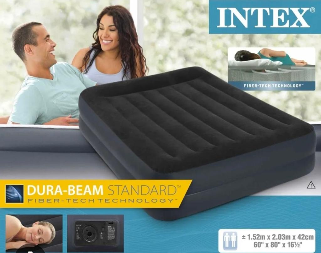 INTEX luxe luchtbed voor 2 personen, Caravanes & Camping, Matelas pneumatiques, Enlèvement, Pompe intégrée