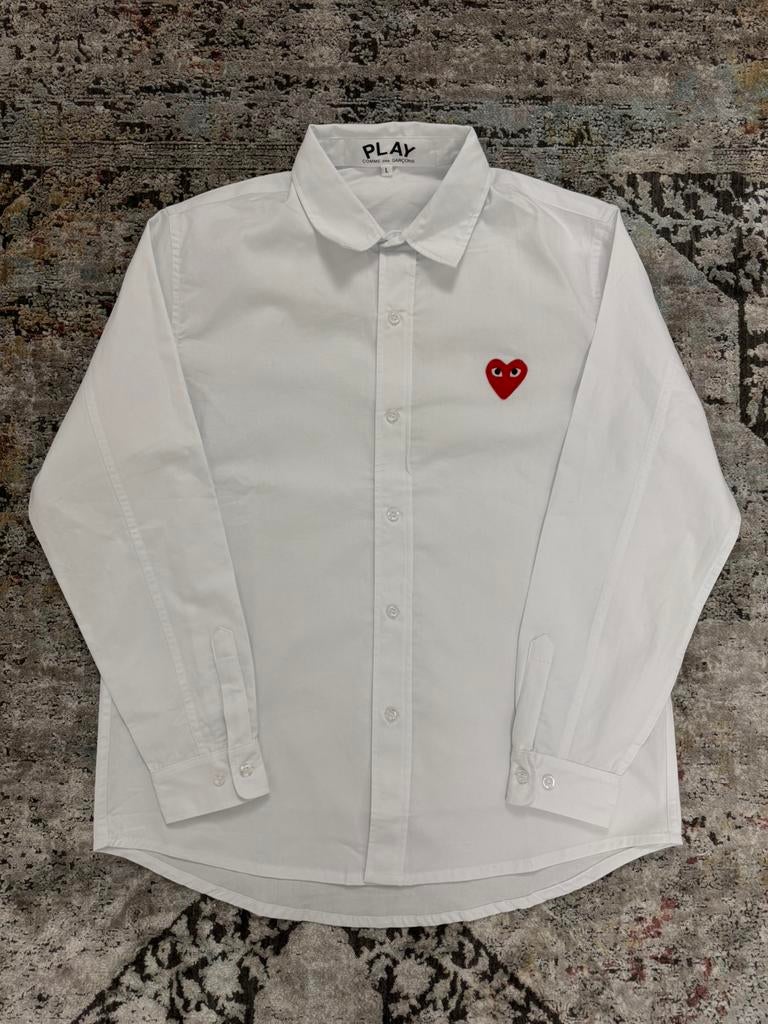 Comme des Garçons Overhemd Wit Hart Rood In Perfecte Staat, Ophalen of Verzenden, Zo goed als nieuw, Wit, Halswijdte 41/42 (L)