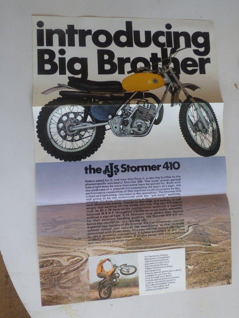 AJS STORMER 250 / 410 VERKOOPSFOLDER, Motoren, Ophalen of Verzenden