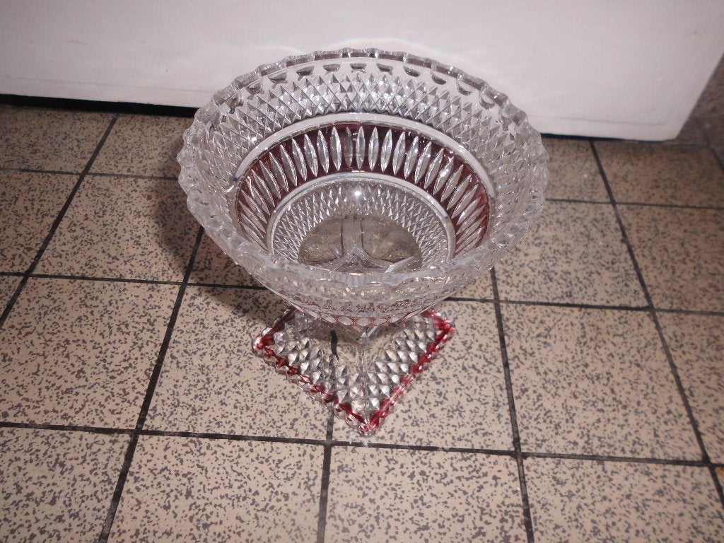 superbe coupe en cristal avec du rouge val saint st lambert, Enlèvement ou Envoi