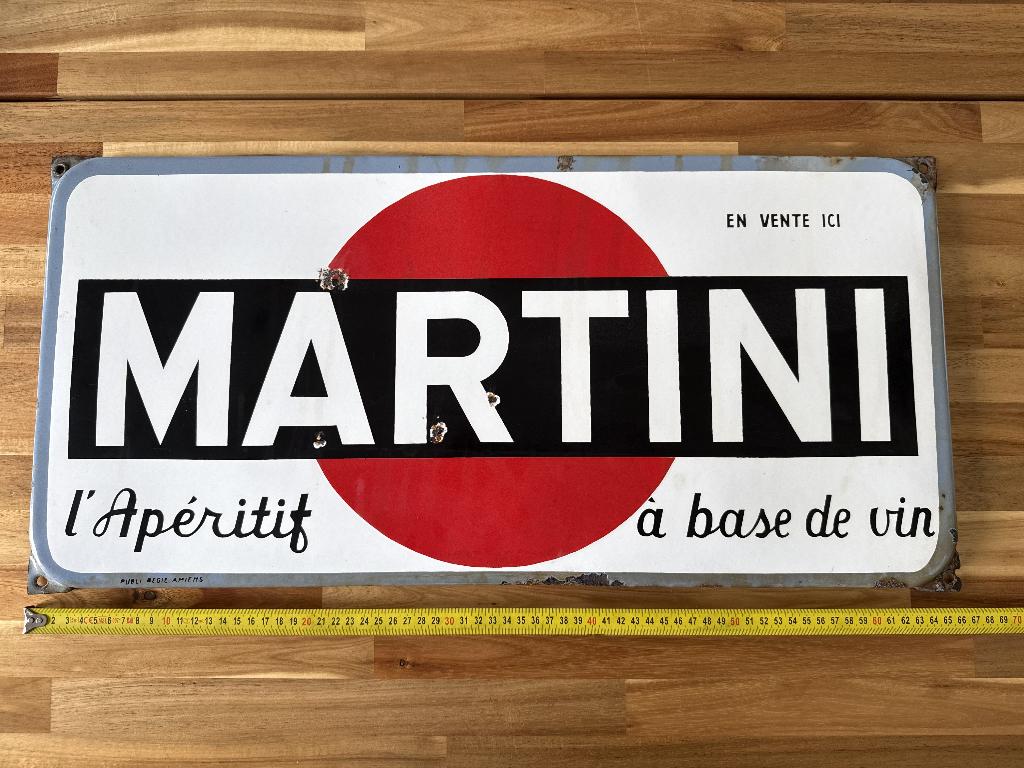 Panneau publicitaire en émail MARTINI/Publi Regie Amiens, Collections, Enlèvement ou Envoi, Utilisé, Panneau publicitaire