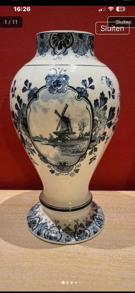 Vase très ancien bleu de Delft hauteur 26 cm, Enlèvement ou Envoi