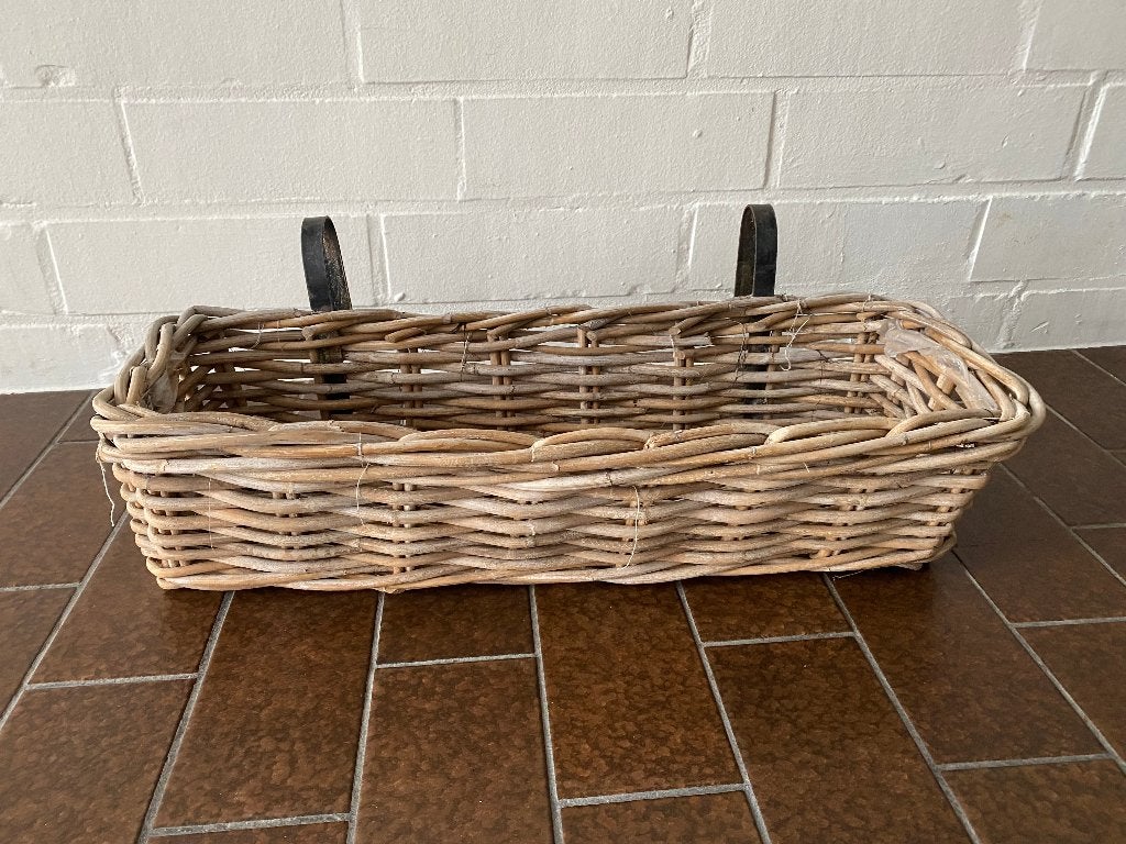 2 rieten plantenhangers, Tuin en Terras, Ophalen of Verzenden, Gebruikt, Rechthoekig, Binnen