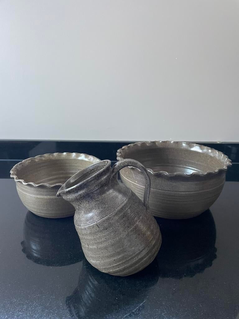 Saladiers et carafe à eau faits à la main en terre cuite, Enlèvement ou Envoi, Comme neuf