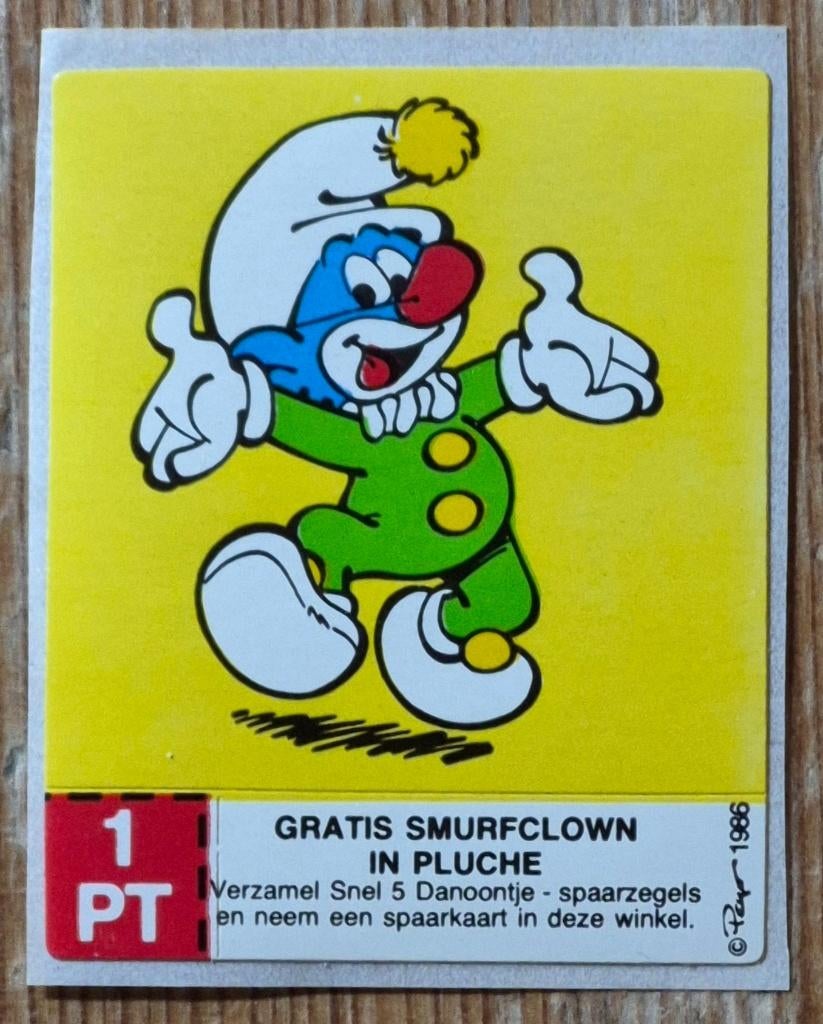 De Smurfen sticker Danoontje 1986 Peyo Gervais, Enlèvement ou Envoi, Schtroumpfs, Comme neuf, Image, Affiche ou Autocollant