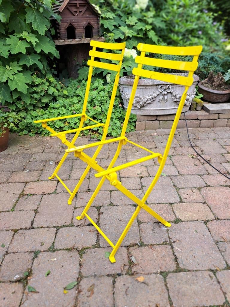Metalen stoeltjes, Tuin en Terras, Ophalen, Zo goed als nieuw