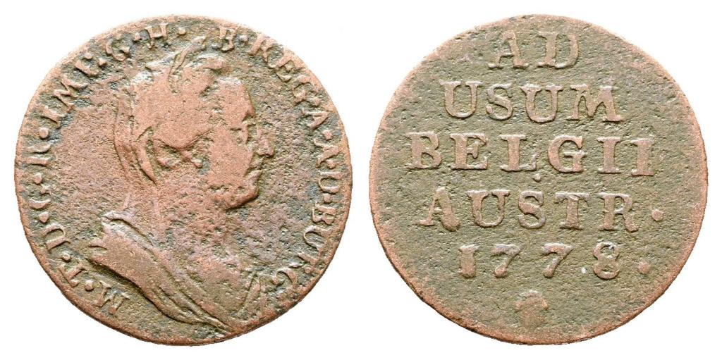 België, Brussel, 1 Liard, Maria Theresia AD 1778, Postzegels en Munten, Verzenden, België, Losse munt