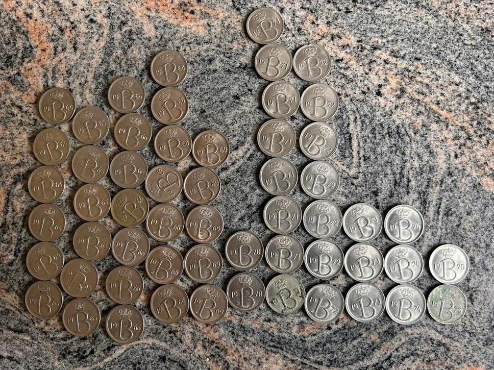 Munten België 25 cent 1964-1975, Ophalen of Verzenden, België