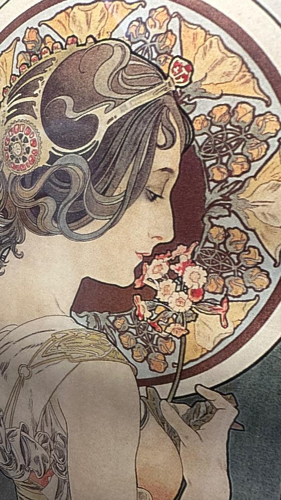 Reproduction "La Primevère" d'Alfons Mucha Cadre 42x52cm, Enlèvement
