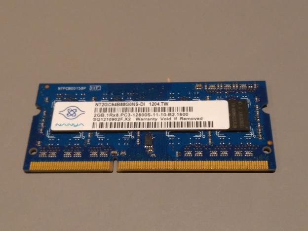 RAM Nanya 2 GB 1Rx8 PC3-12800S-11-10-B2.1600, Ophalen, Gebruikt, DDR3, 2 GB