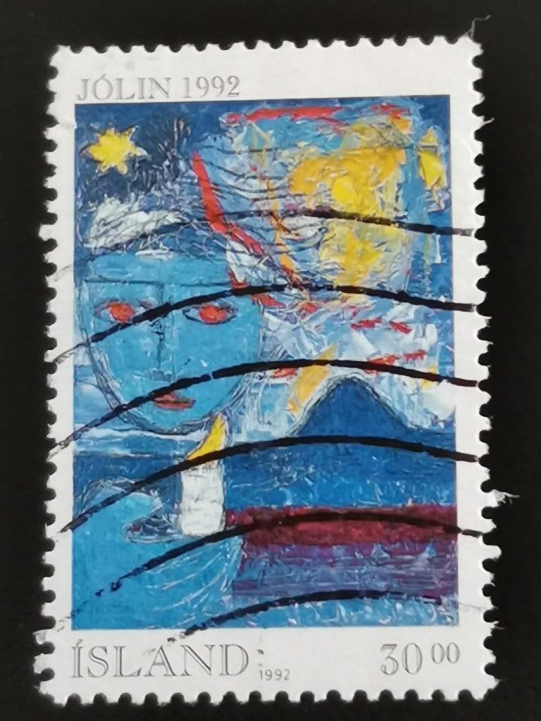 Islande 1992 - Noël, Timbres & Monnaies, Timbres | Europe | Scandinavie, Enlèvement ou Envoi, Islande, Affranchi