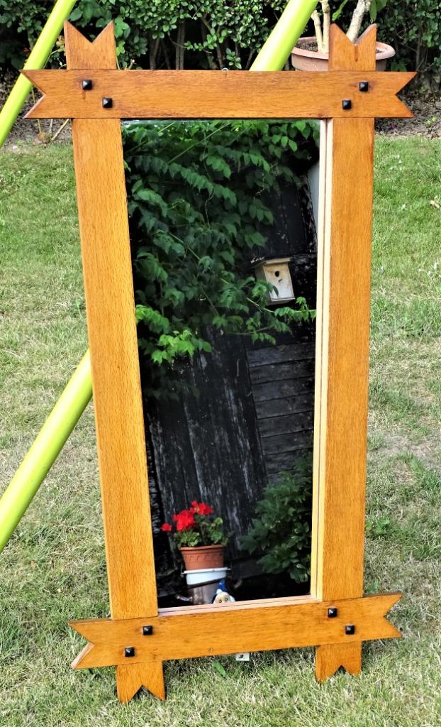 miroir dans un cadre en chêne, Maison & Meubles, Accessoires pour la Maison | Miroirs, Moins de 100 cm, Enlèvement, Utilisé, 50 à 75 cm