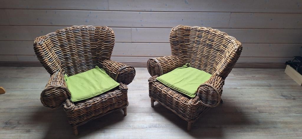 2 Rotan kinderzetel met kussen, Ophalen, Gebruikt, Riet of Rotan, Twee