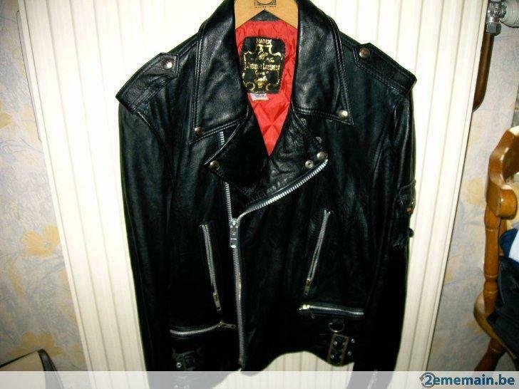blouson cuir perfecto noir superbe taille 44 avec tirettes, Motoren, Ophalen of Verzenden