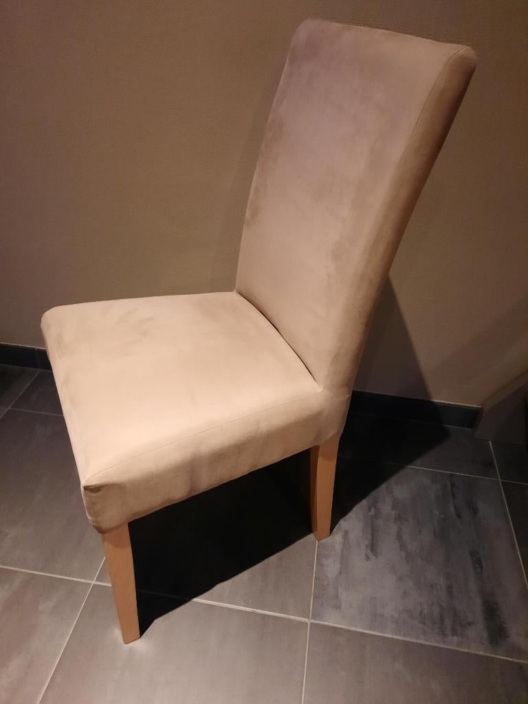 Eetkamerstoelen 6 st. in landelijke stijl beige stof, Ophalen, Overige kleuren, Stof, Vijf, Zes of meer stoelen